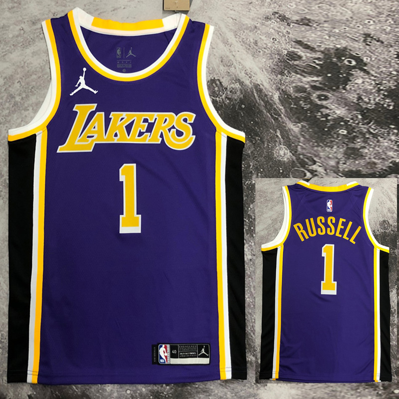 LAKERS RUSSELL #1 Purple Top Quality Hot Pressi...
