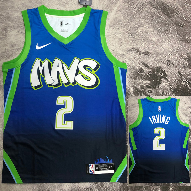 Dallas Mavericks IRVING #2 Black Blue Top Quali...