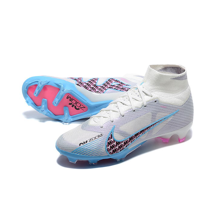 Air Zoom Mercurial Superfly IX Elite FG High Soccer Shoes-White/Blue-9497211