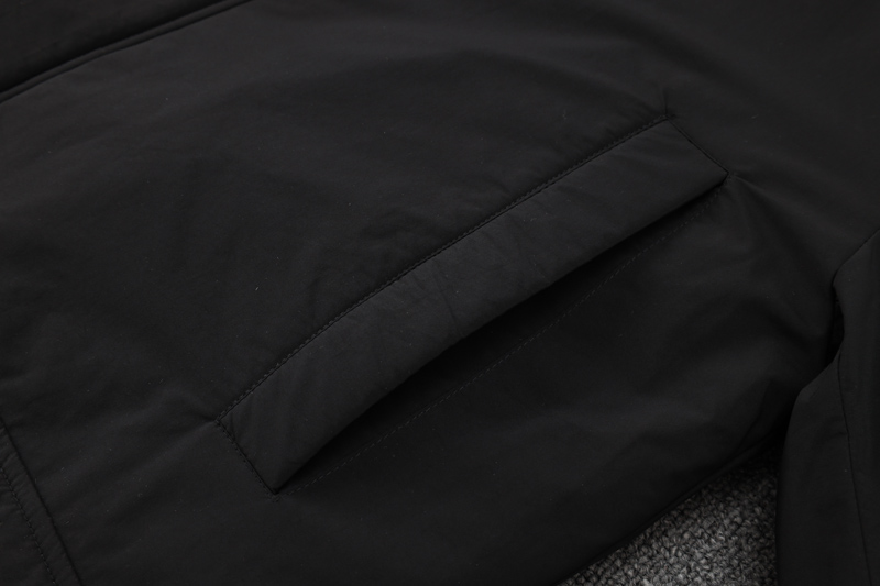 24-25 Marseille Black Hooded Windbreaker Fabric Cotton Coat #G249(白标)