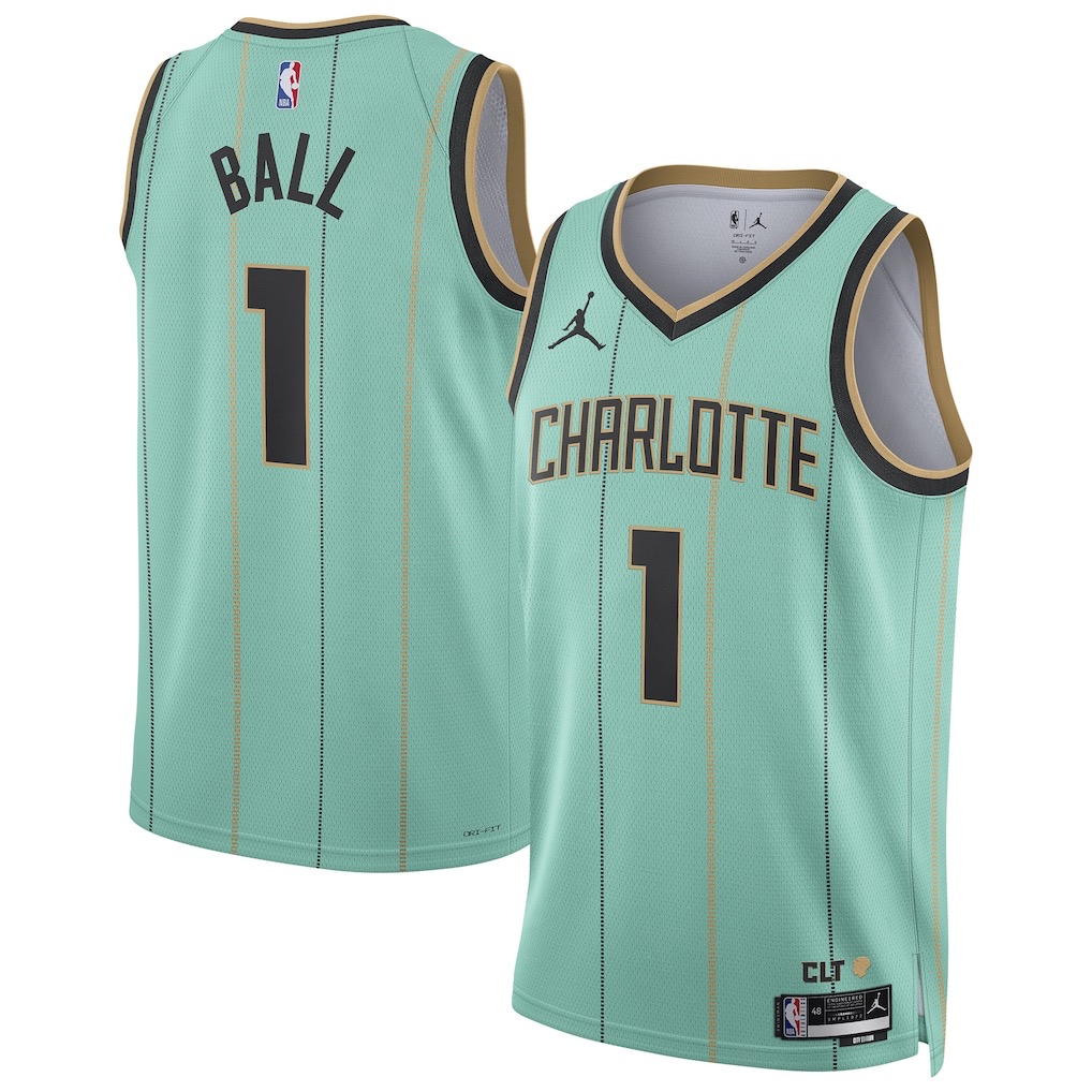 25 season Hornets   BALL #1 City Green  Quality Hot Pressing NBA Jersey