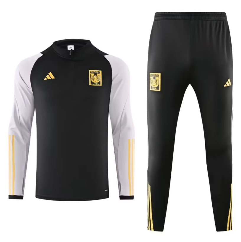 24-25 Tigres UANL Black White Half Pull Tracksuit (半拉链)