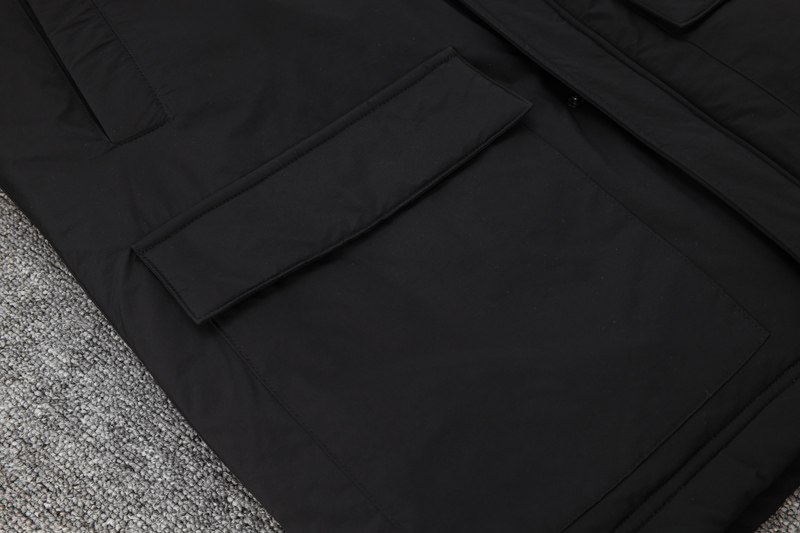24-25 Marseille Black Hooded Windbreaker Fabric Cotton Coat #G248(橙标)