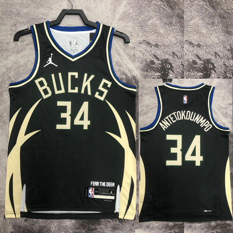 22-23 BUCKS ANTETOKOUNMPO #34 Black Top Quality...