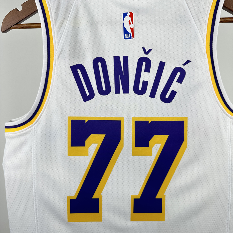 22-23 Lakers DONCIC #77 White Top Quality Hot Pressing NBA Jersey(圆领)