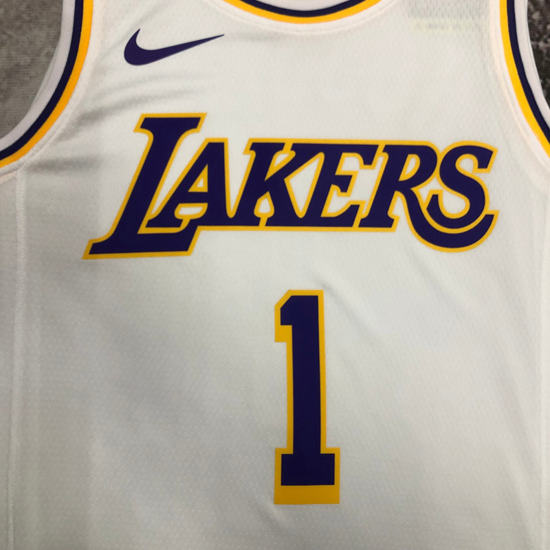 LAKERS RUSSELL #1 White Top Quality Hot Pressin...
