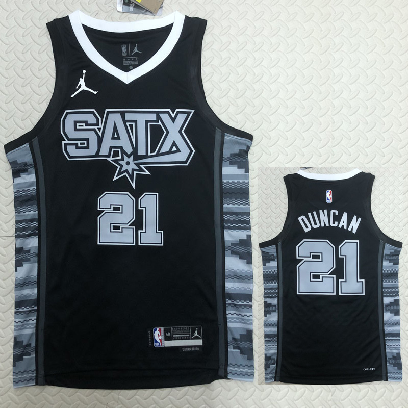 22-23 SA Spurs DUNCAN #21 Black Top Quality Hot...