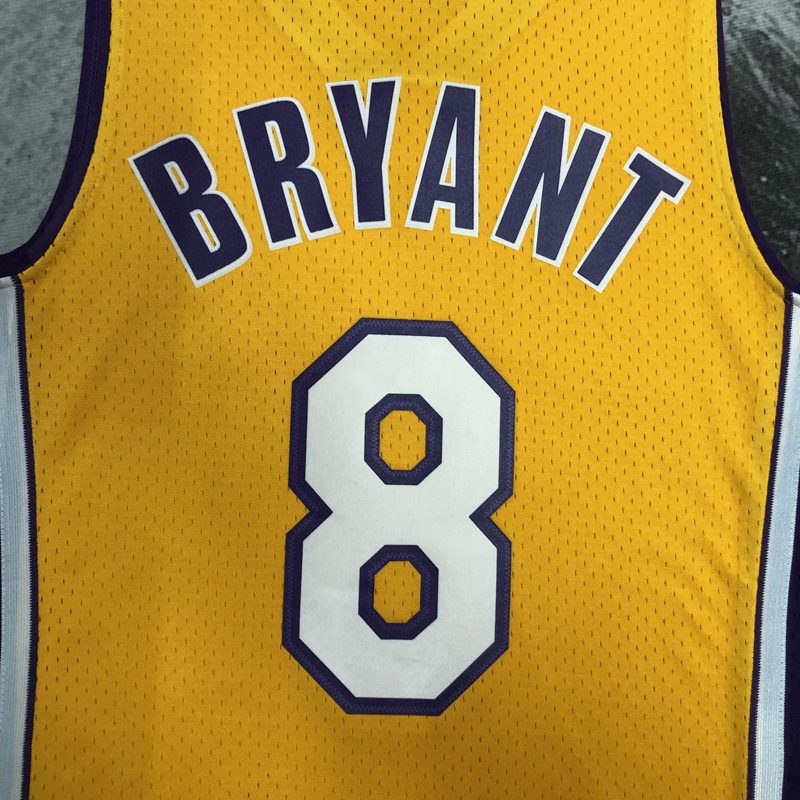 2000 LAKERS BRYANT #8 Yellow Retro Top Quality ...