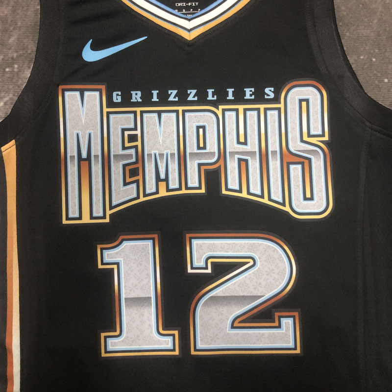22-23 Grizzlies MORANT #12 Black City Edition T...