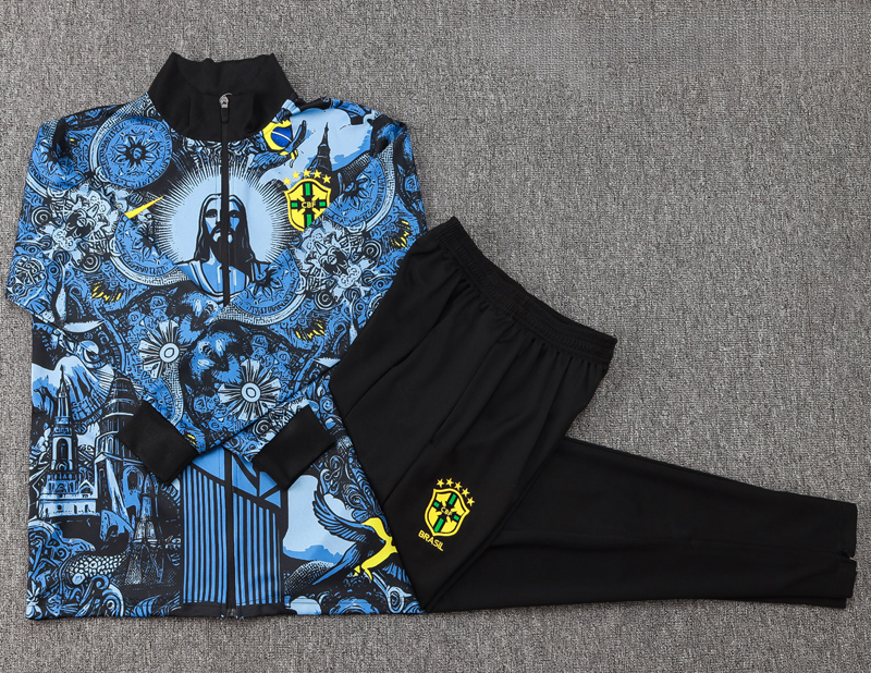 24-25 Brazil Gray Blue Jacket Tracksuit #A814(喷墨)
