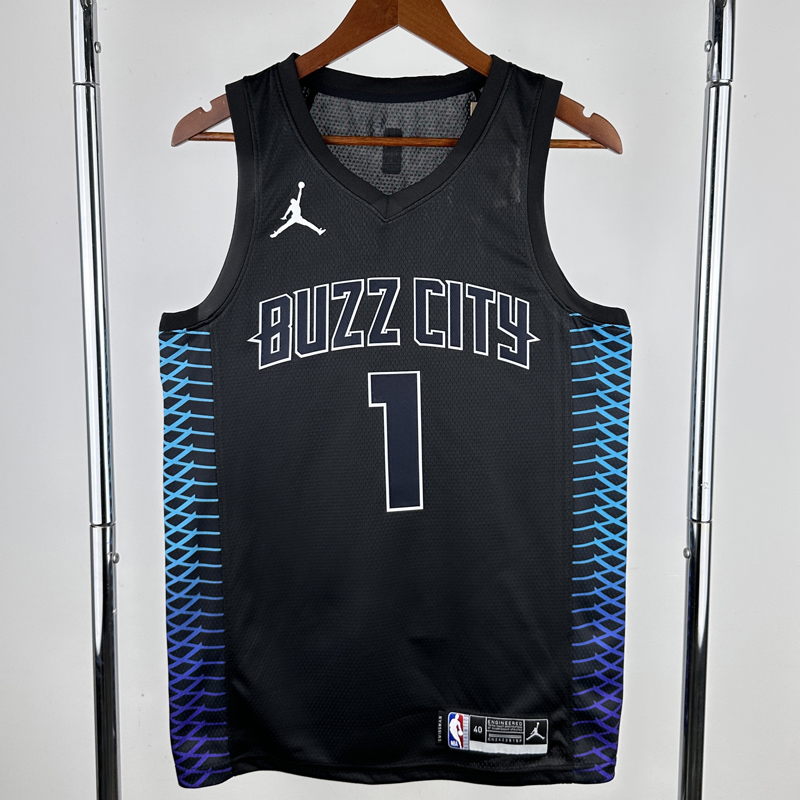 2017-2018 HORNETS BALL #1 Black City Edition Top Quality Hot Pressing NBA Jersey