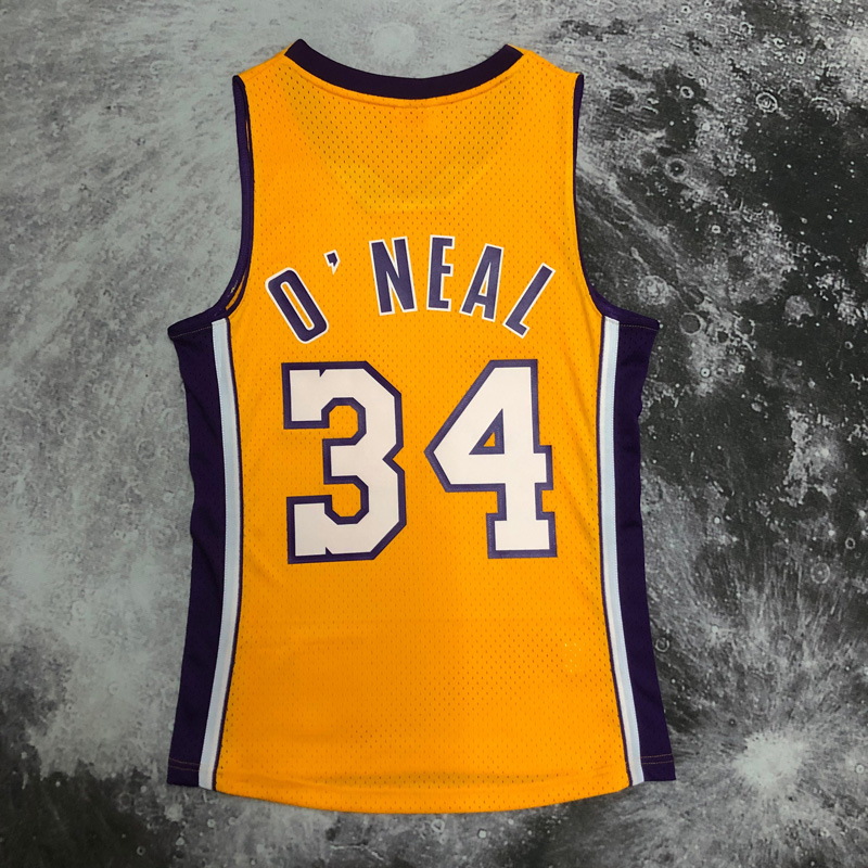 2000 LAKERS O‘NEAL #34 Yellow Retro Top Quality...