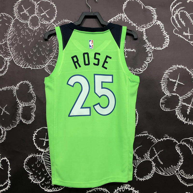 Timberwolves ROSE #25 Fluorescent Green Top Qua...