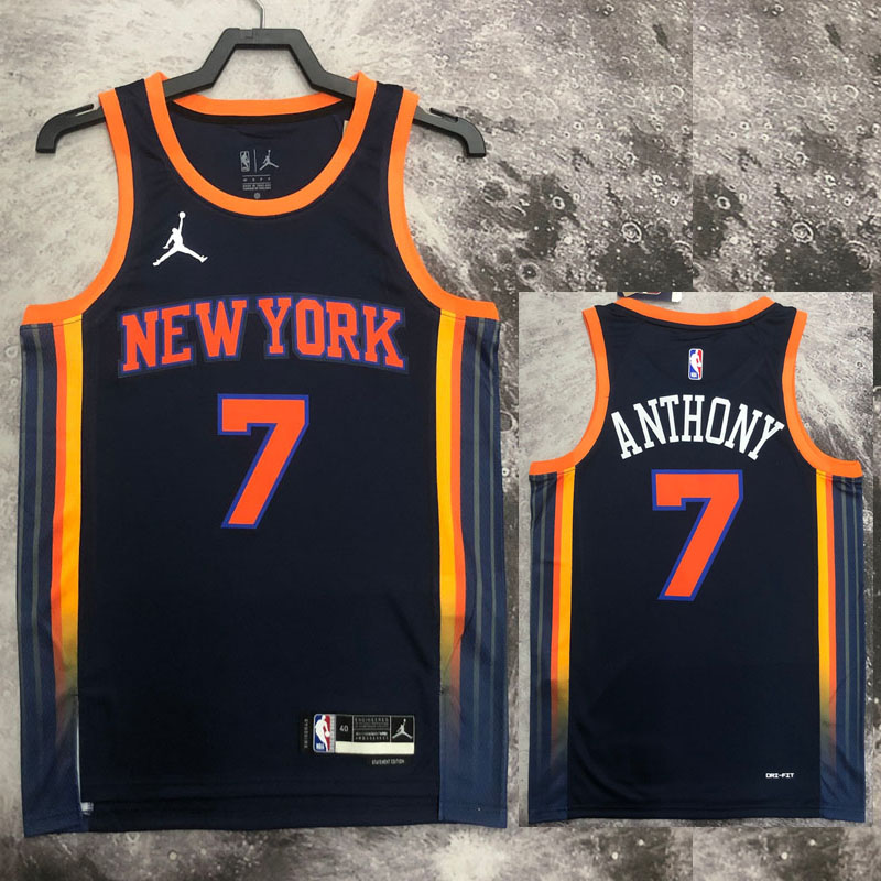 22-23 KNICKS ANTHONY #7 Black Top Quality Hot P...