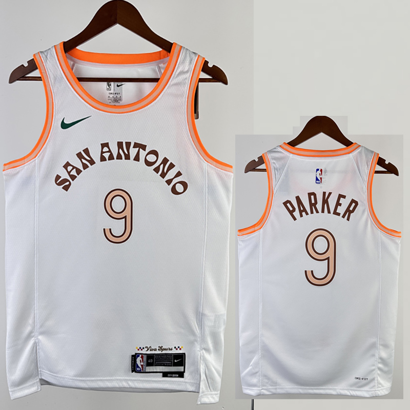 23-24 Sa Spurs PARKER #9 White City Edition Top...