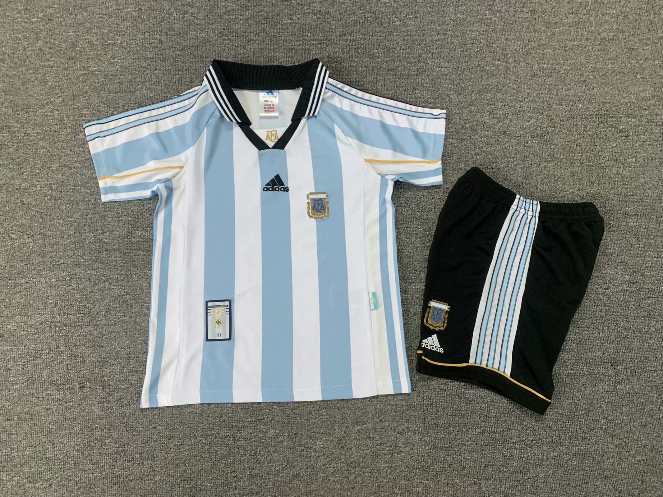 1998 Argentina Home Kids Retro Soccer Jersey