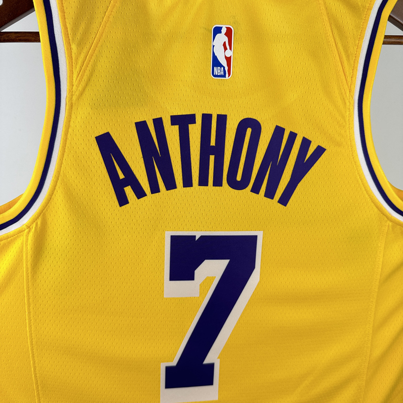 22-23 Lakers ANTHONY #7 Yellow Top Quality Hot Pressing NBA Jersey(圆领)