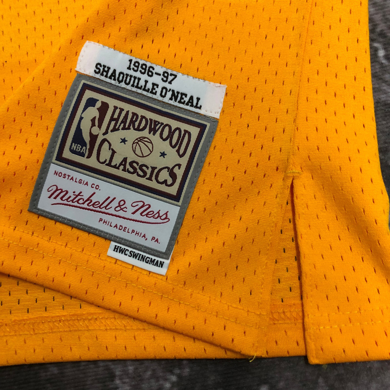1997 LAKERS O’NEAL #34 Yellow Retro Top Quality...