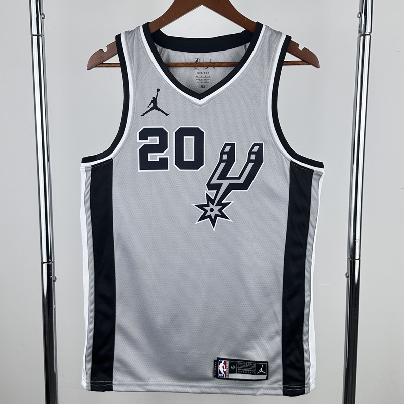 20-21 SA Spurs GINOBILI #20 Grey Top Quality Hot Pressing NBA Jersey (Trapeze Edition) 飞人版