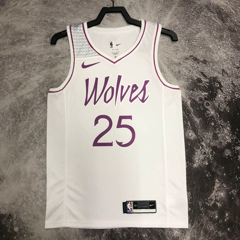 2018-19 Timberwolves ROSE #25 White Retro Top Q...