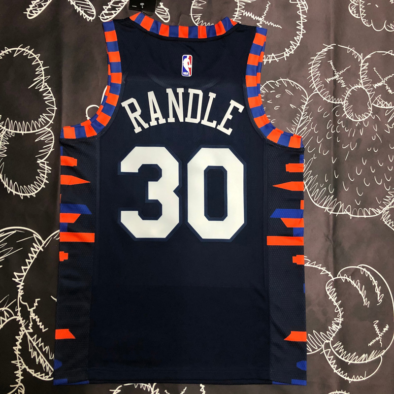 KNICKS RANDLE #30 Black Top Quality Hot Pressin...