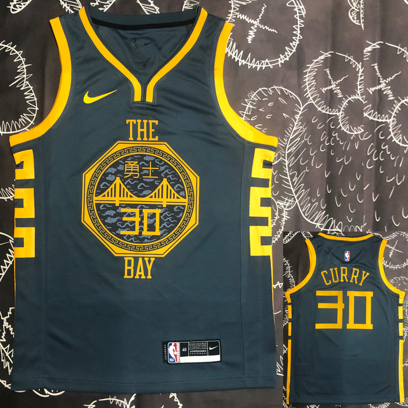 2018 WARRIORS CURRY #30 Black Gray Top Quality ...