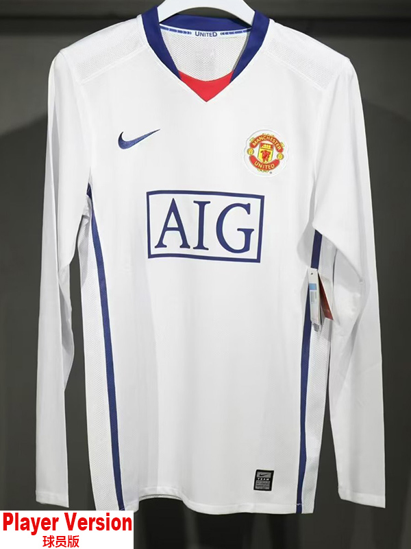2008-2009 Man Utd Away Player Version 长袖球员 Long Sleeve Retro Soccer Jersey
