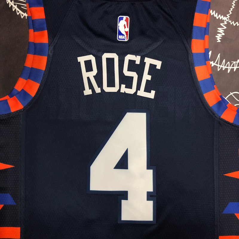 KNICKS ROSE #4 Black Top Quality Hot Pressing N...