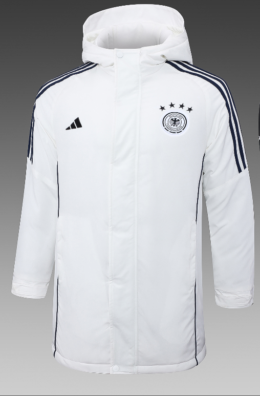 24-25 Germany White Hooded Windbreaker Fabric Cotton Coat #G202