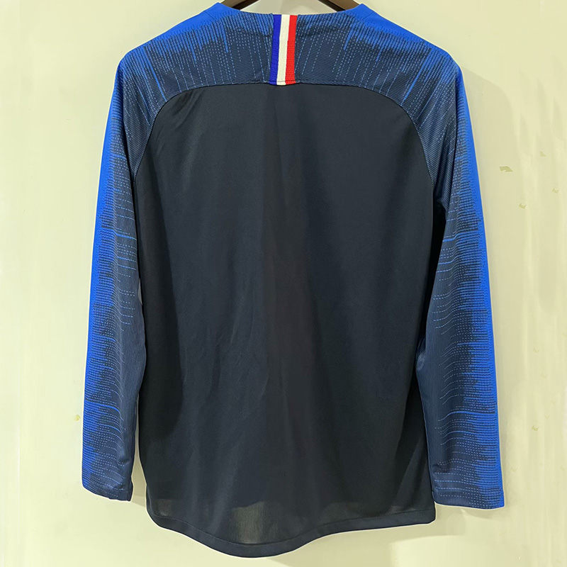 2018 France Home Long Sleeve Retro Soccer Jersey