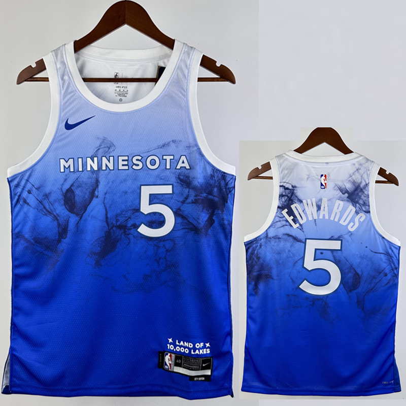 23-24 Timberwolves EDWARDS #5 Blue City Edition...