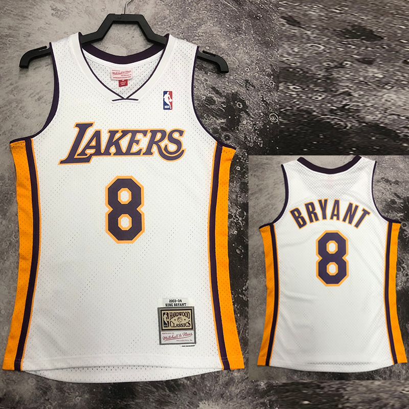 2003-04 LAKERS BRYANT #8 White Retro Top Qualit...