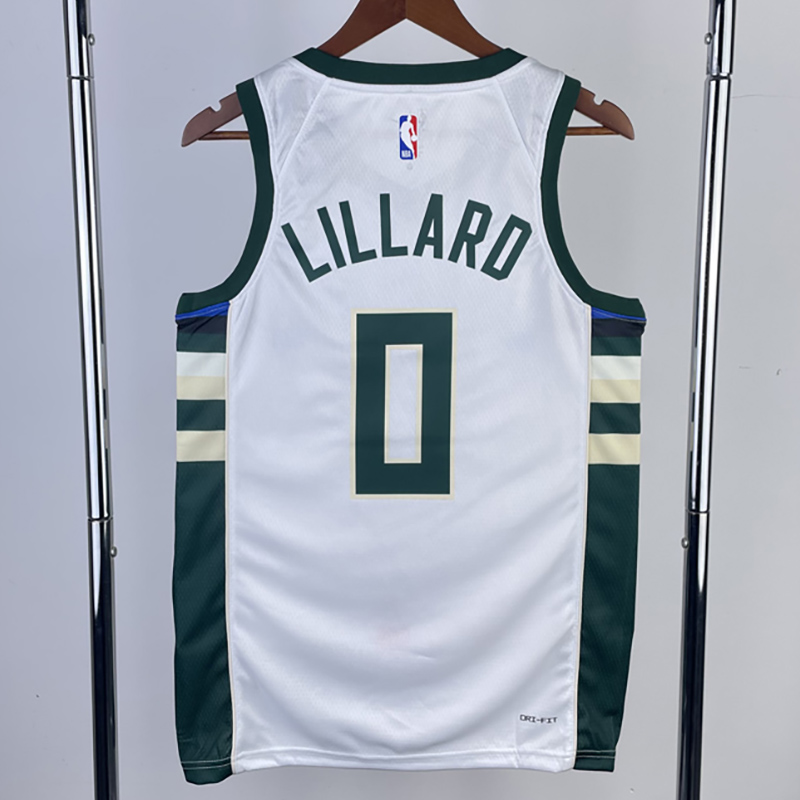 22-23 BUCKS LILLARD #0 Home White Top Quality H...