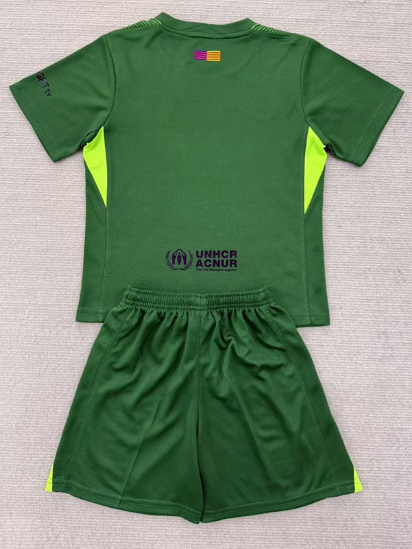 25-26 BAR Green Goalkeeper Kids Soccer Jersey