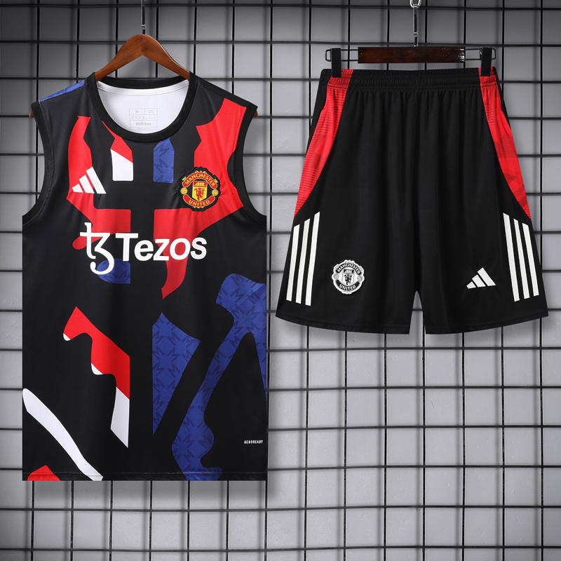 25-26 Man Utd Black Tank top and shorts suit