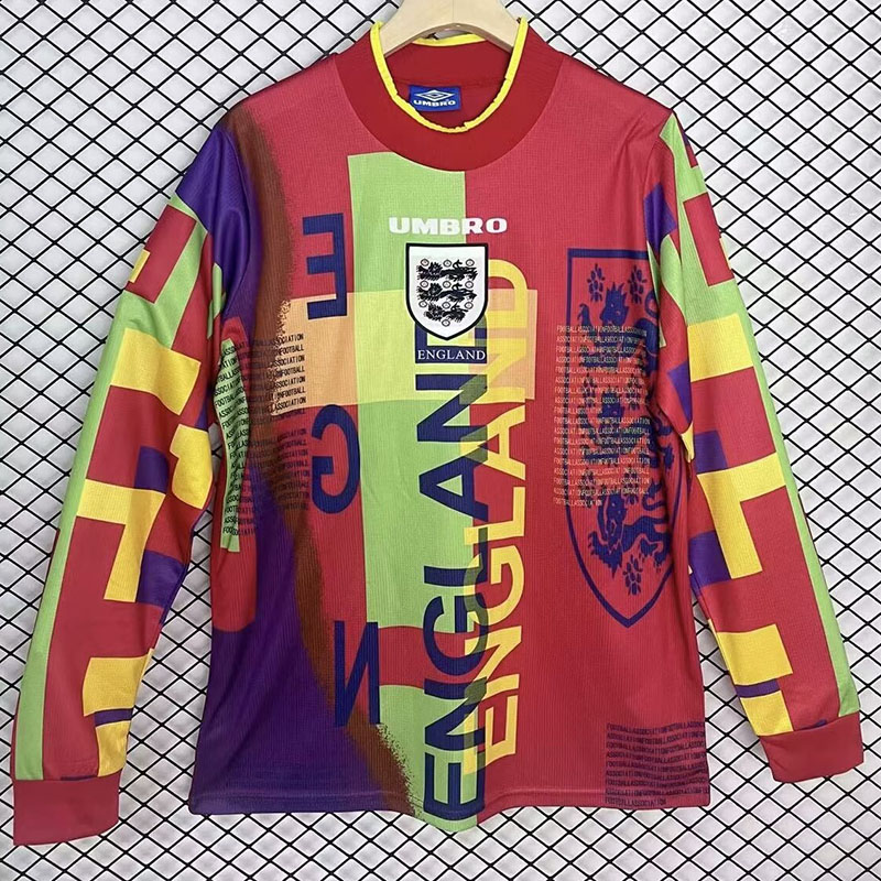 1996 England Goalkeeper Retro Long Sleeve Soccer Jersey (长袖)