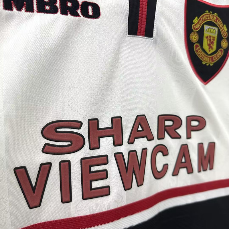 1998 Man Utd Away White Retro Soccer Jersey