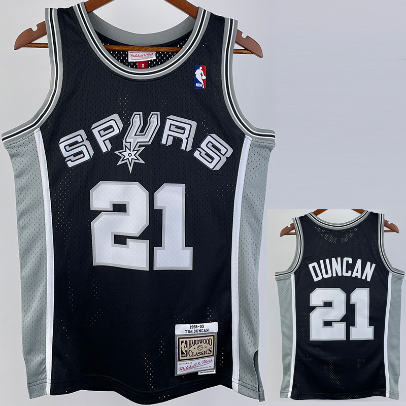 1998-99 SA Spurs DUNCAN #21 Black Retro Top Qua...