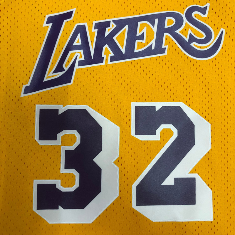 1984-85 LAKERS JOHNSON #32 Yellow Retro Top Qua...