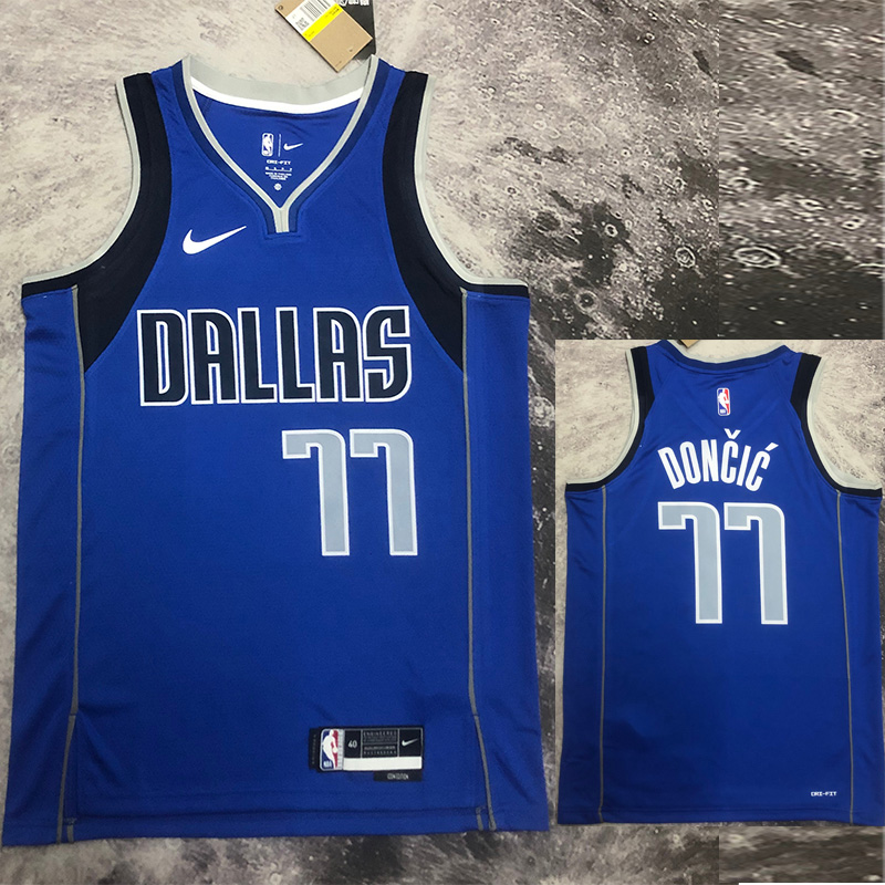 22-23 Dallas Mavericks DONCIC #77 Blue Home Top...