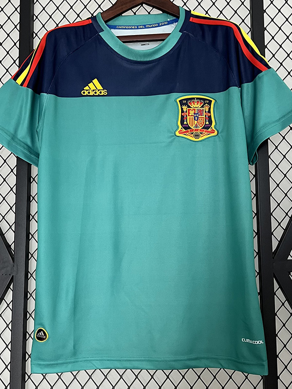 2010 Spain Lake Blue GoalKeeper Retro Soccer Je...