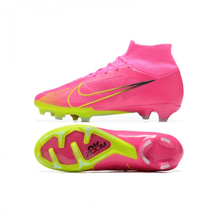 Air Zoom Mercurial Superfly IX Elite FG High Soccer Shoes-Pink/Yellow-2229597