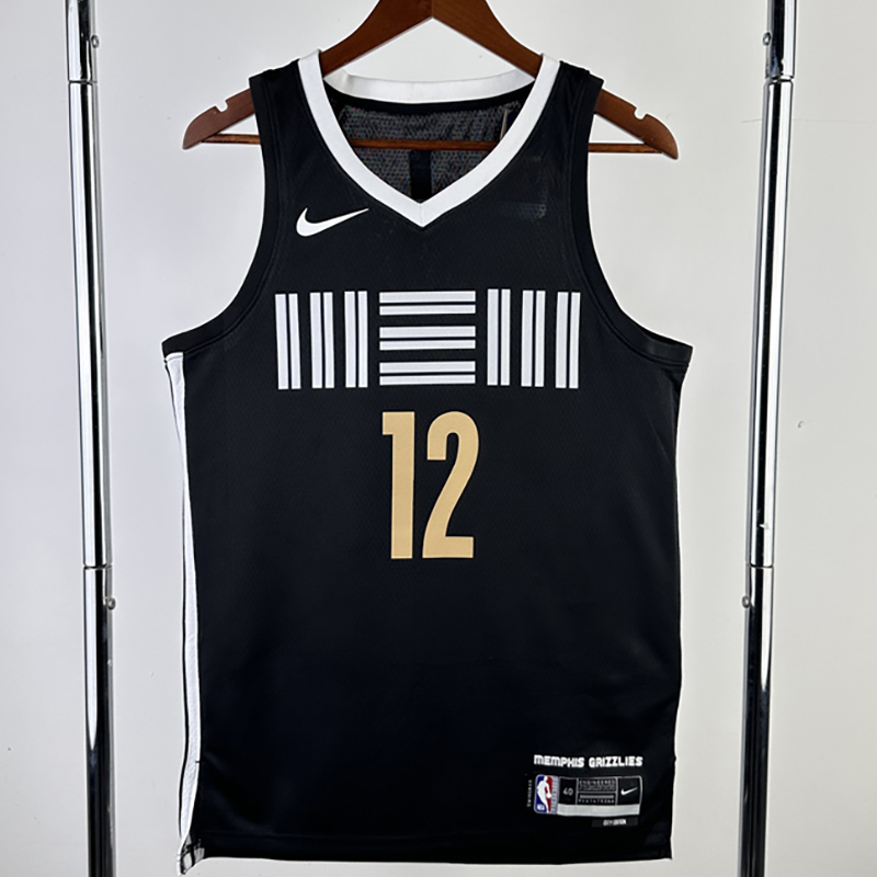 23-24 Grizzlies MORANT #12 Black City Edition T...