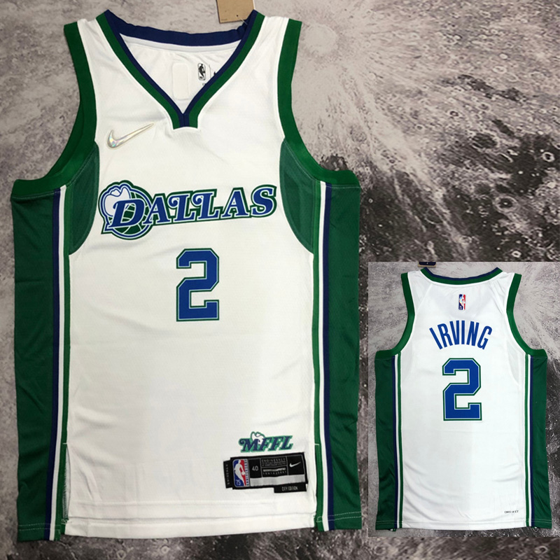 2022 Dallas Mavericks IRVING #2 White Green Cit...