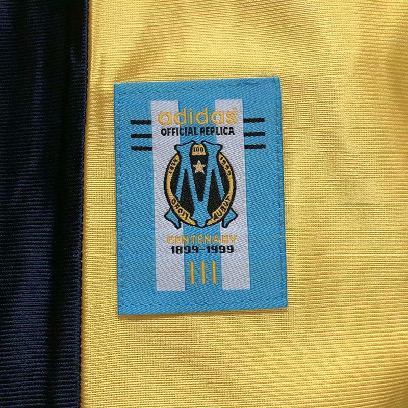 1998-1999 Marseille Away Yellow Retro Soccer Je...