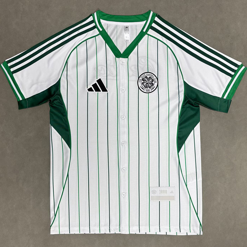 25-26 Celtic White Green Casual Edition Baseball Jersey