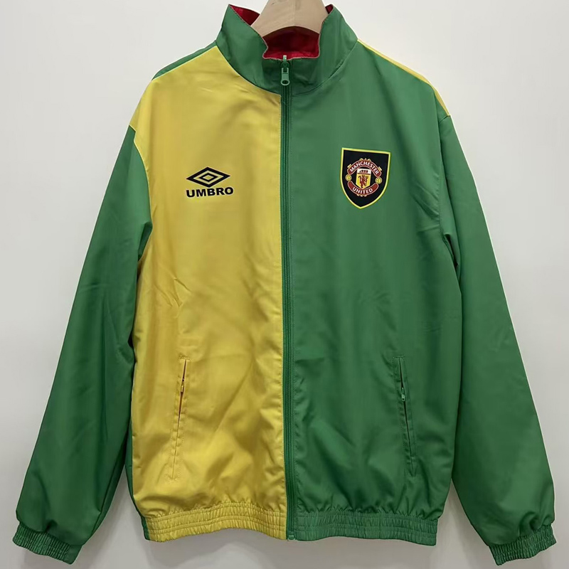 24-25 Man Utd Green Yellow Retro Double Sided Windbreaker (双面风衣)