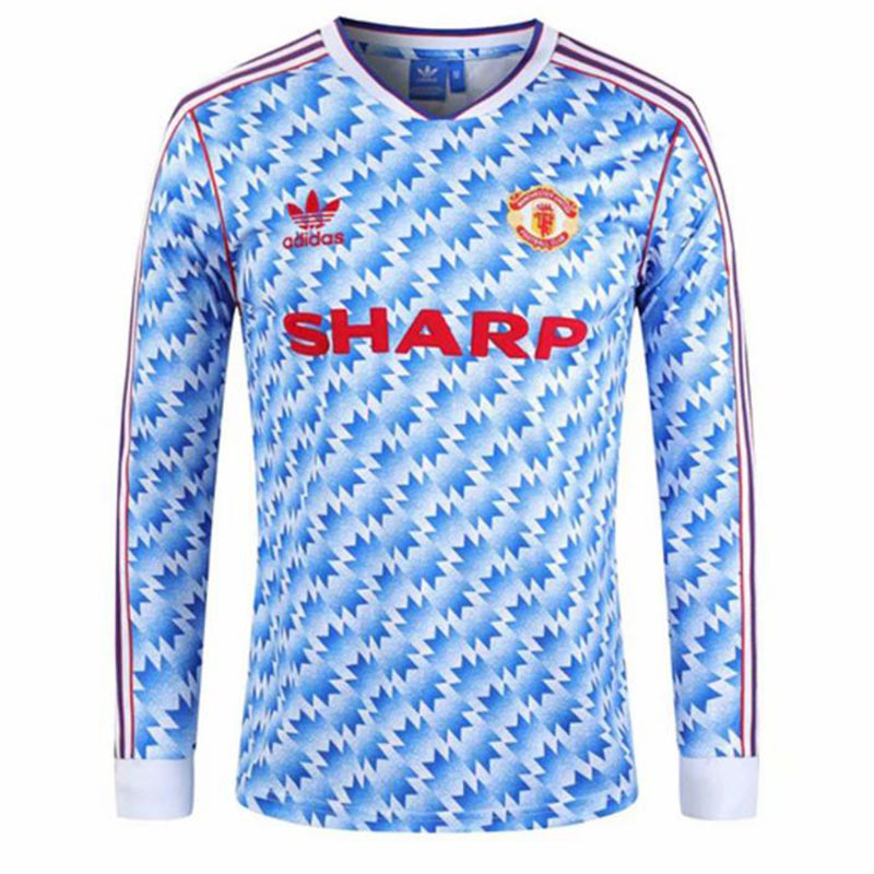 1990-1992 Man Utd Away Long Sleeve Retro Soccer...