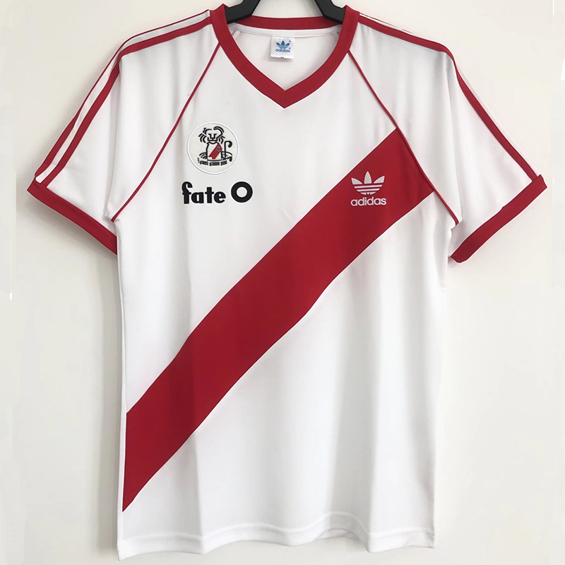 1986 River Plate White Retro Soccer Jersey