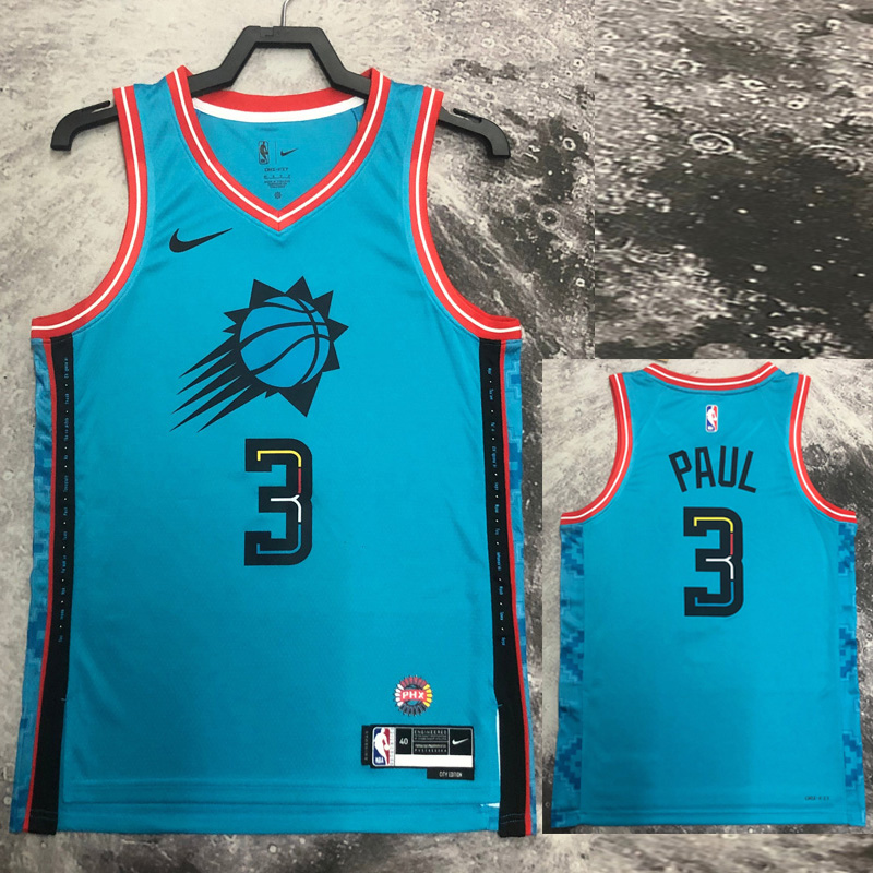 SUNS Paul #3 Blue Top Quality Hot Pressing NBA ...